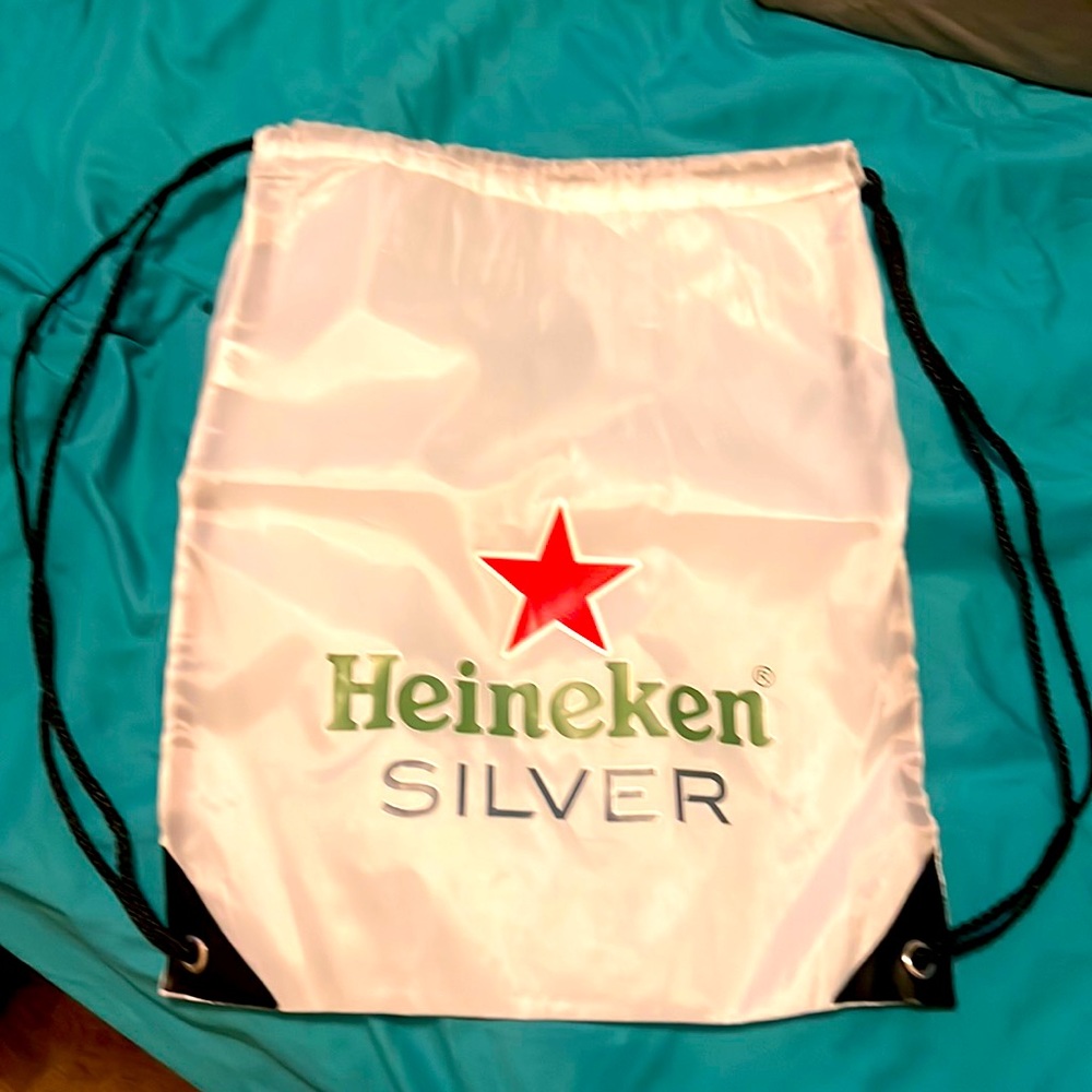 🔥LIMITED EDITION HEINEKEN DRAWSTRING WHITE GYM BACKPACK